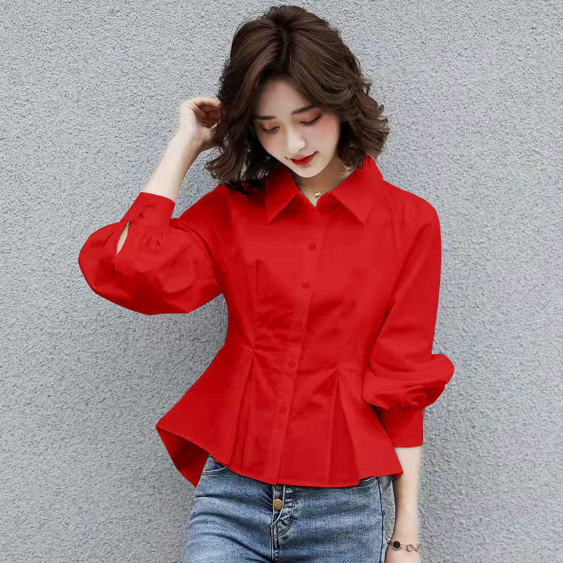 Women's Lapel Japanese-style Slim-fit Single-breasted Shirt