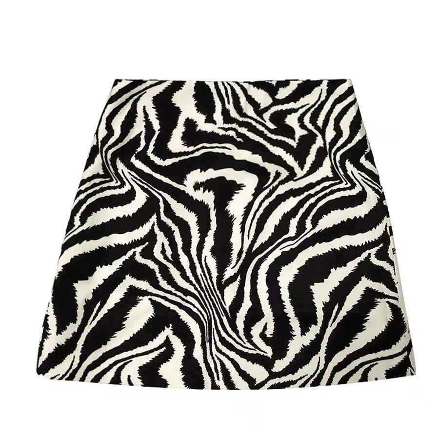 Women's Zebra Pattern High Waist Slimming Hip Skirt